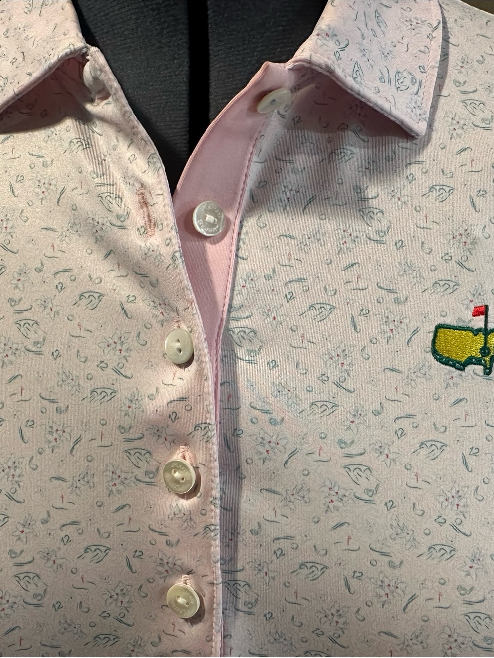 Womens Pink Micro-Pattern Polo Shirt with Golf Motif